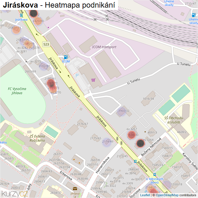 Mapa Jiráskova - Firmy v ulici.