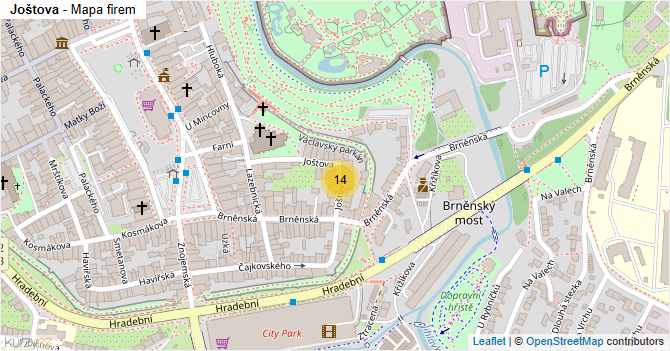 Joštova - mapa firem