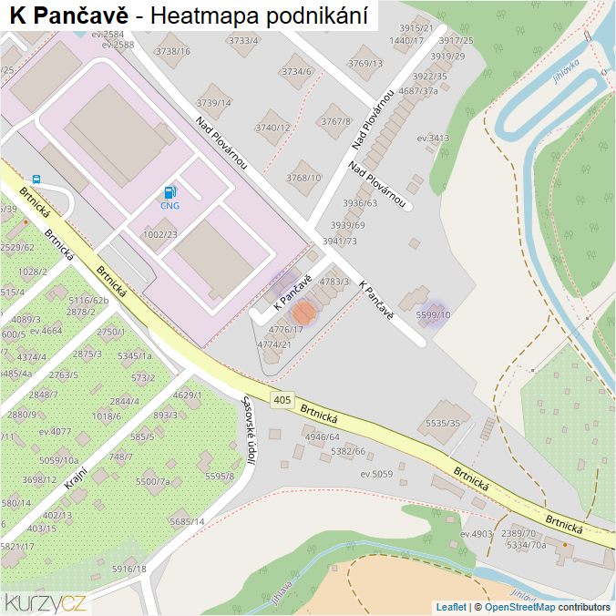 Mapa K Pančavě - Firmy v ulici.