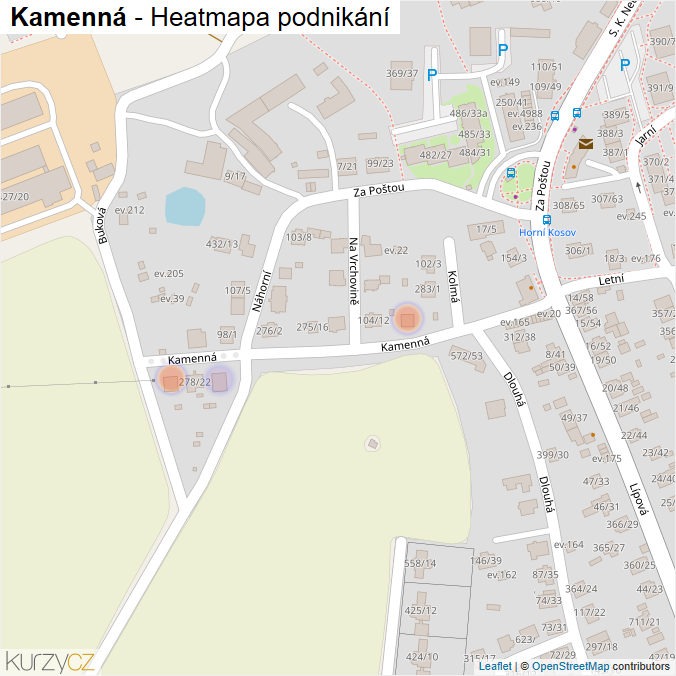 Mapa Kamenná - Firmy v ulici.
