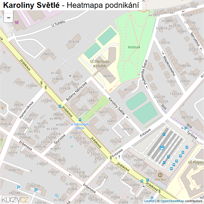 Mapa Karoliny Světlé - Firmy v ulici.