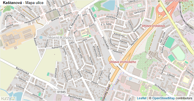 Kaštanová - mapa ulice