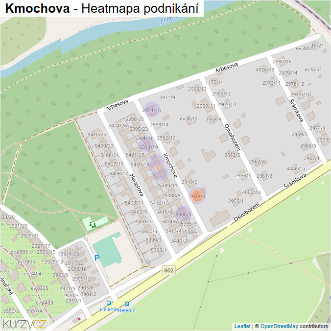 Mapa Kmochova - Firmy v ulici.