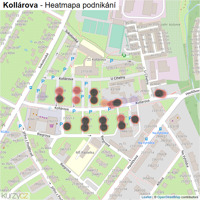 Mapa Kollárova - Firmy v ulici.