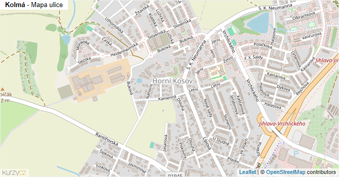 Kolmá - mapa ulice