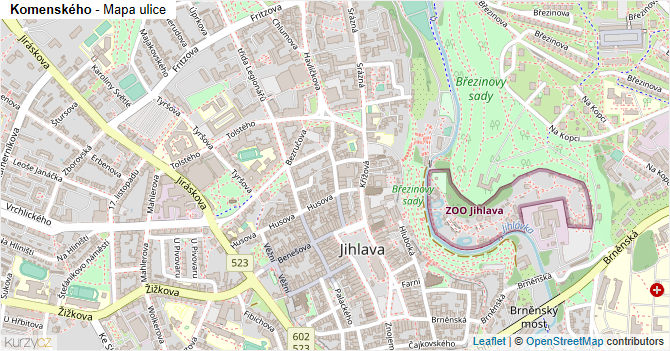 Komenského - mapa ulice