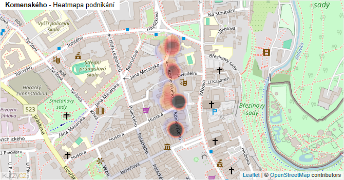 Komenského - mapa podnikání