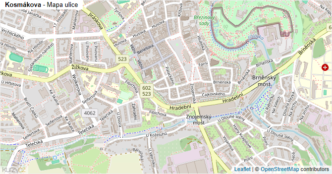 Kosmákova - mapa ulice