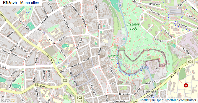 Křížová - mapa ulice