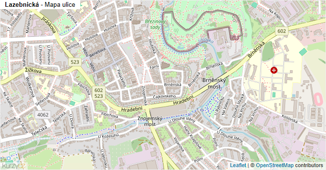 Lazebnická - mapa ulice