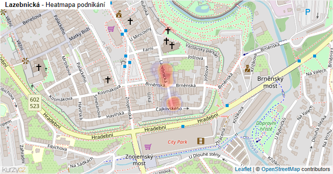 Lazebnická - mapa podnikání