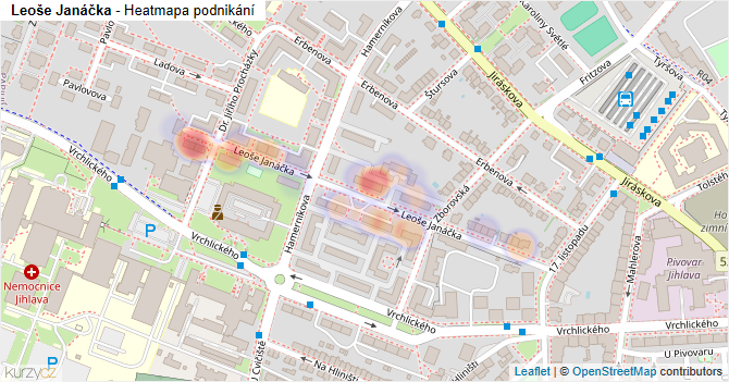 Leoše Janáčka - mapa podnikání