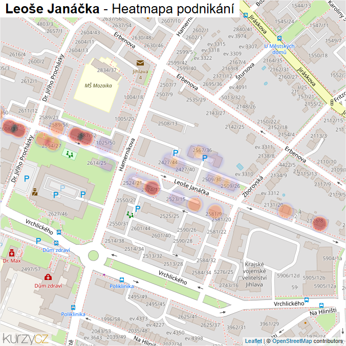 Mapa Leoše Janáčka - Firmy v ulici.
