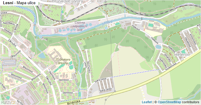 Lesní - mapa ulice