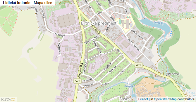 Lidická kolonie - mapa ulice