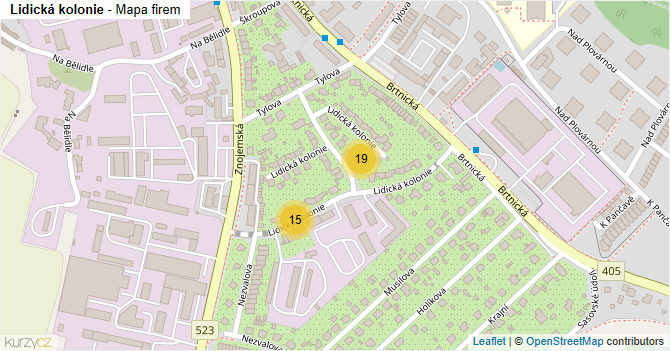 Lidická kolonie - mapa firem