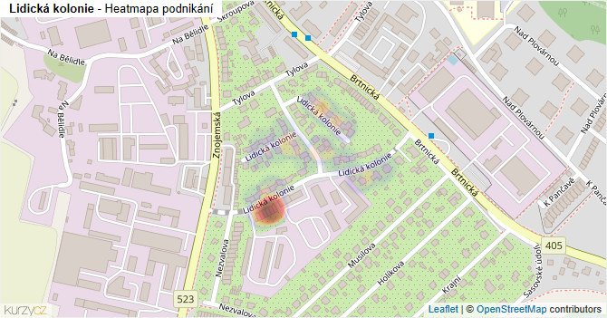 Lidická kolonie - mapa podnikání
