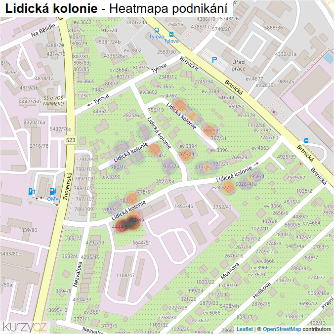 Mapa Lidická kolonie - Firmy v ulici.