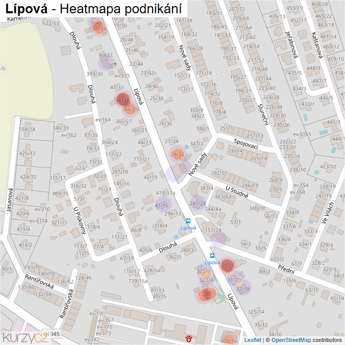 Mapa Lípová - Firmy v ulici.