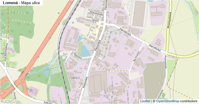 Lomená - mapa ulice