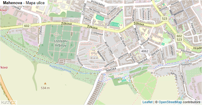 Mahenova - mapa ulice
