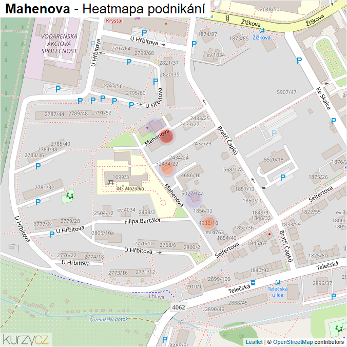 Mapa Mahenova - Firmy v ulici.