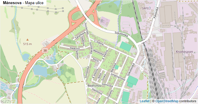 Mánesova - mapa ulice