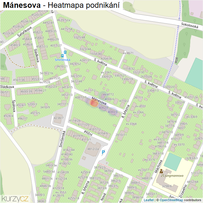 Mapa Mánesova - Firmy v ulici.