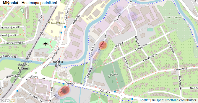Mlýnská - mapa podnikání