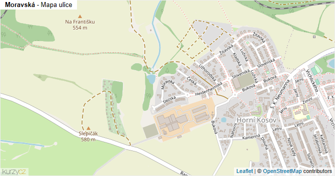 Moravská - mapa ulice