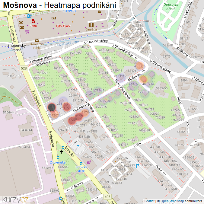 Mapa Mošnova - Firmy v ulici.
