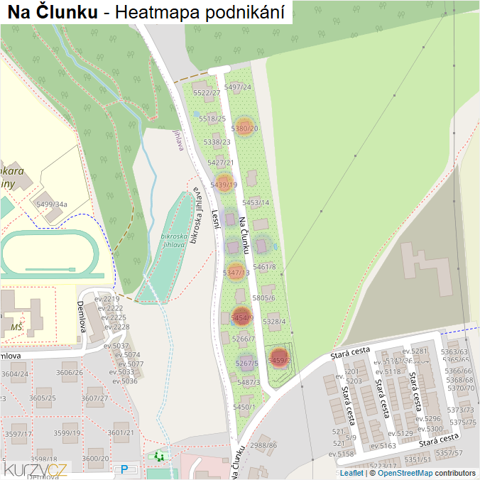 Mapa Na Člunku - Firmy v ulici.