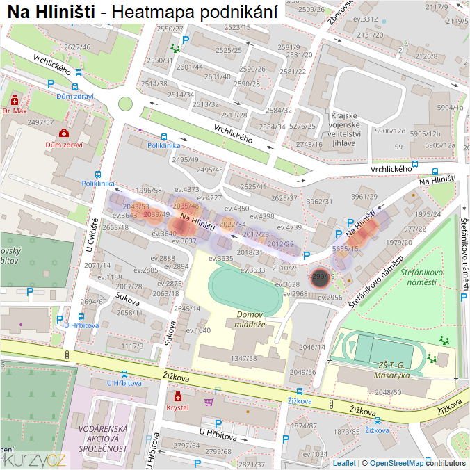 Mapa Na Hliništi - Firmy v ulici.