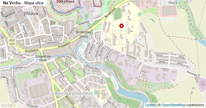 Na Vrchu - mapa ulice