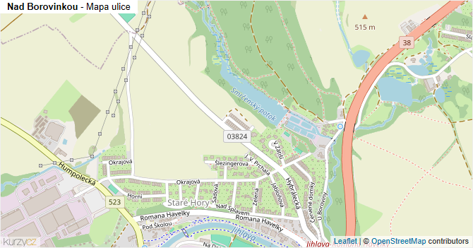 Nad Borovinkou - mapa ulice