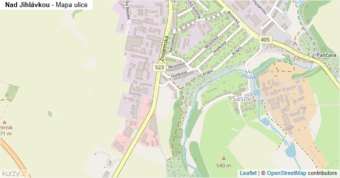 Nad Jihlávkou - mapa ulice