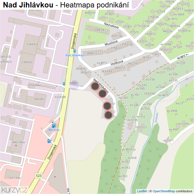 Mapa Nad Jihlávkou - Firmy v ulici.