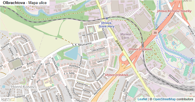 Olbrachtova - mapa ulice