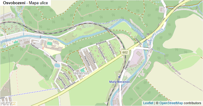 Osvobození - mapa ulice