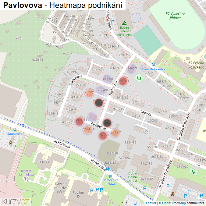 Mapa Pavlovova - Firmy v ulici.