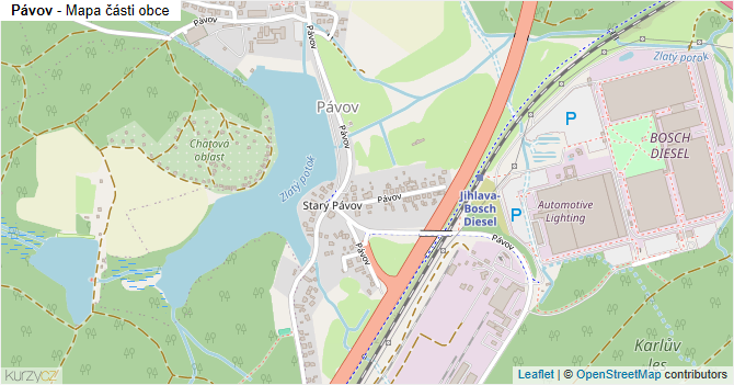 Pávov - mapa části obce