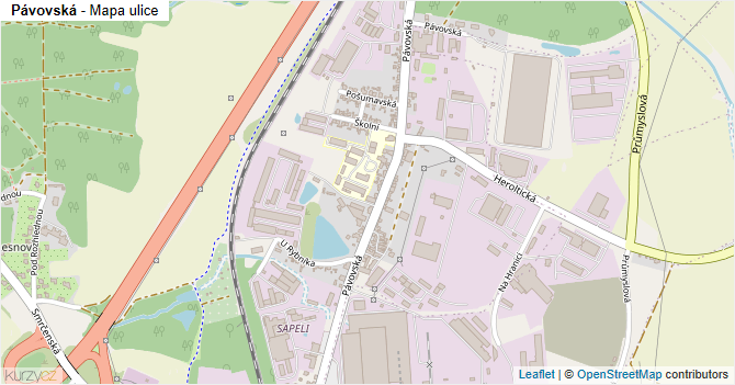 Pávovská - mapa ulice