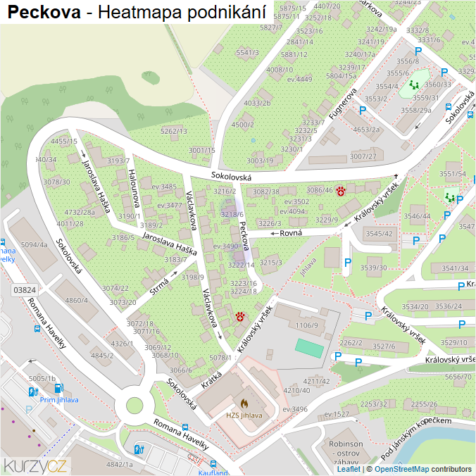 Mapa Peckova - Firmy v ulici.