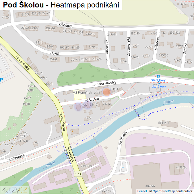 Mapa Pod Školou - Firmy v ulici.