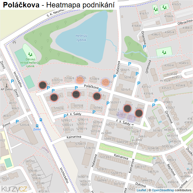 Mapa Poláčkova - Firmy v ulici.
