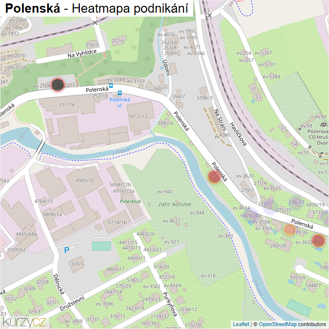 Mapa Polenská - Firmy v ulici.