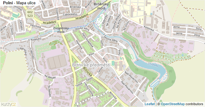 Polní - mapa ulice