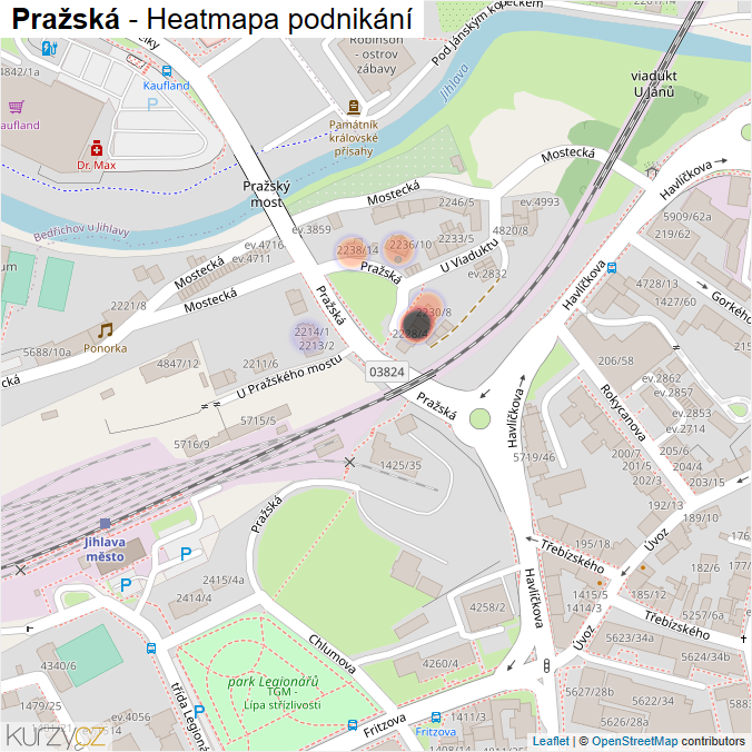 Mapa Pražská - Firmy v ulici.