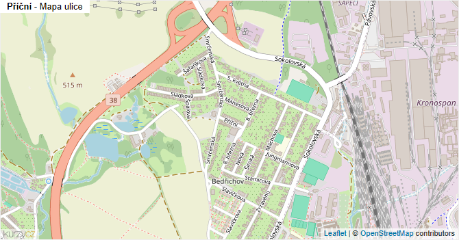 Příční - mapa ulice