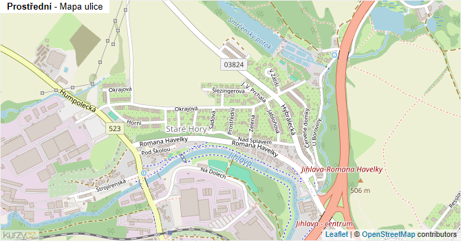 Prostřední - mapa ulice